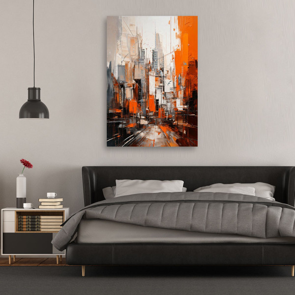 Feeby Obraz nowoczesny, Miasto Abstrakcja Pomarańczowe 40x60