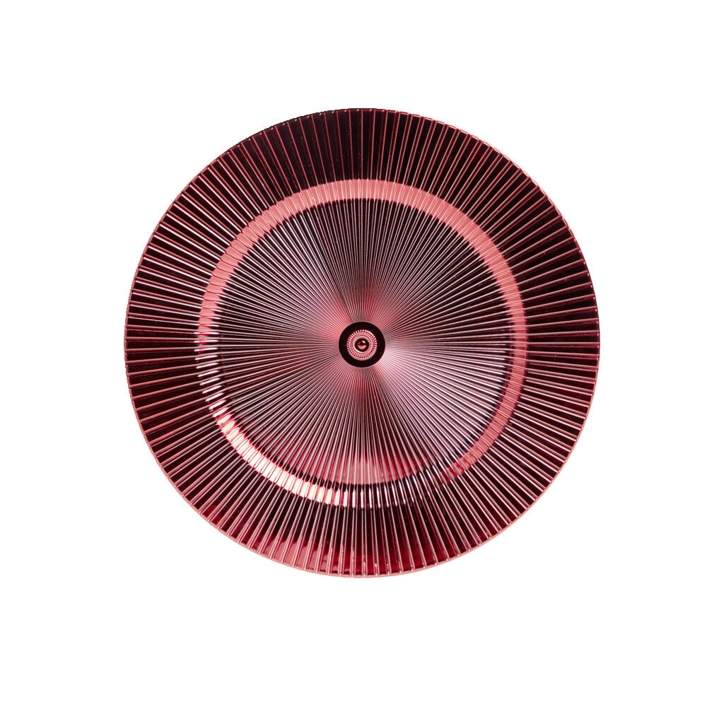 Sous assiette ronde plastique strié rouge Ø33cm