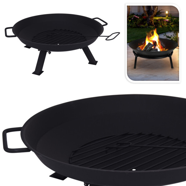 Metalowe palenisko ogrodowe 56 cm z rusztem stal 1 8 mm powłoka 800°C