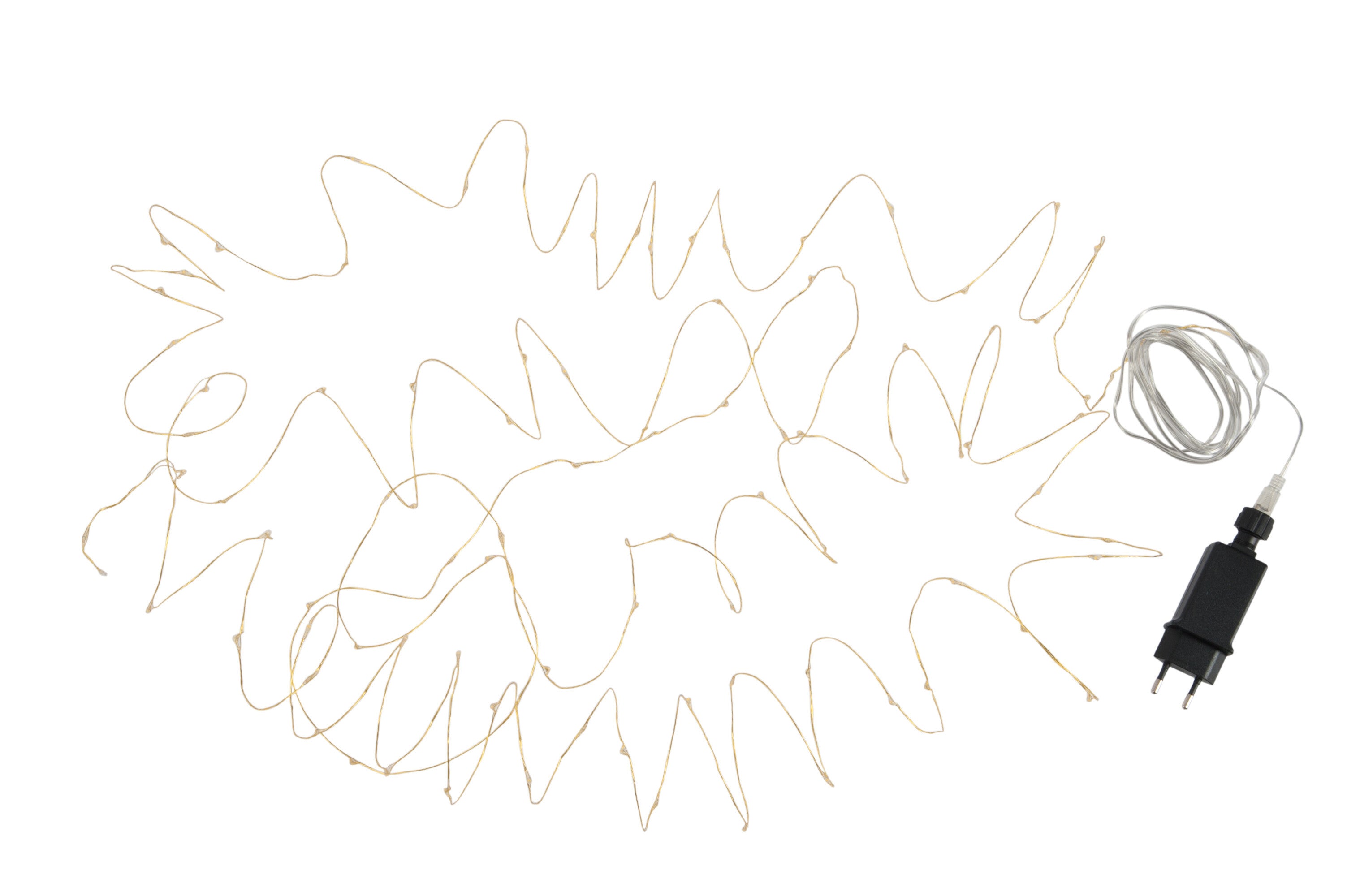 J-Line slinger Draad 90Led 9M - kunststof - goud - warm wit - LED lichtjes