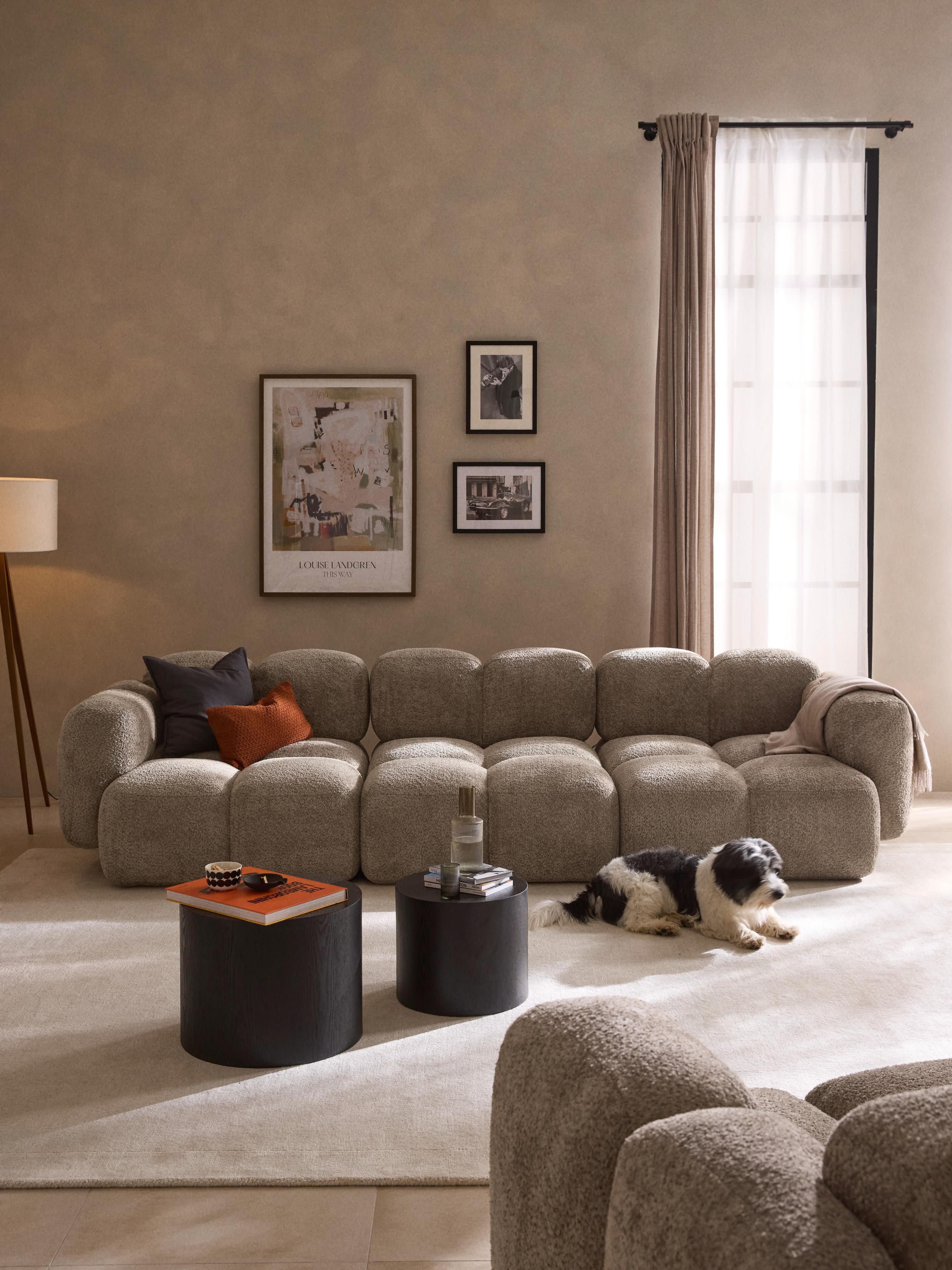 Modulares Sofa Tayla (4-Sitzer) aus Teddy-Bouclé