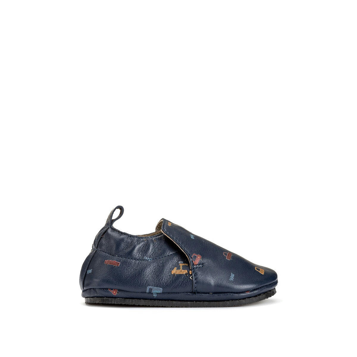 Chaussons cuir à enfiler motif voitures