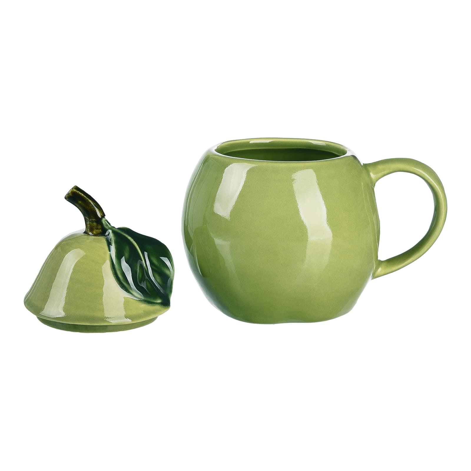 Tasse Birne mit Deckel Grün,B 135 x H 145 x T 105 mm