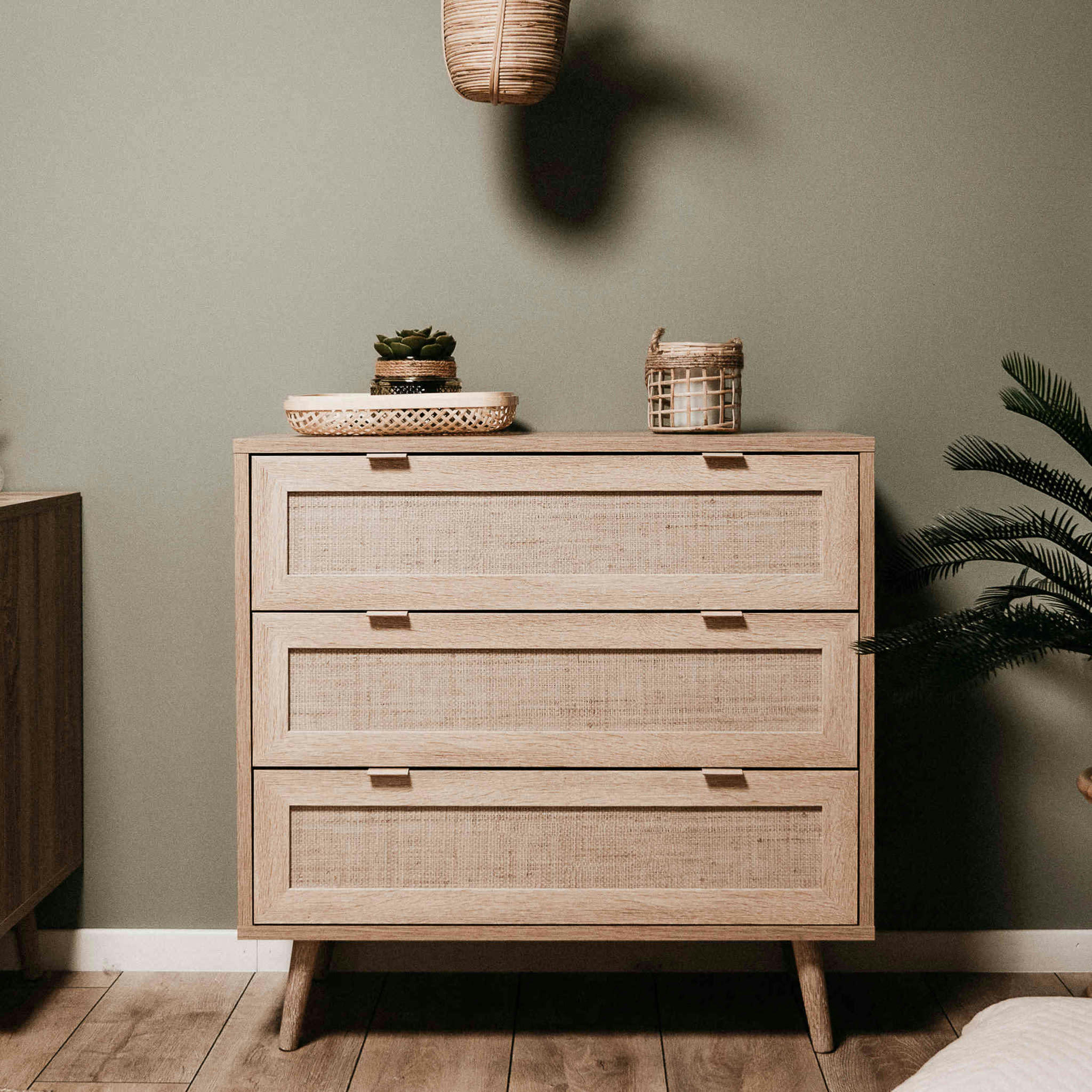 - Commode 3 tiroirs bois clair