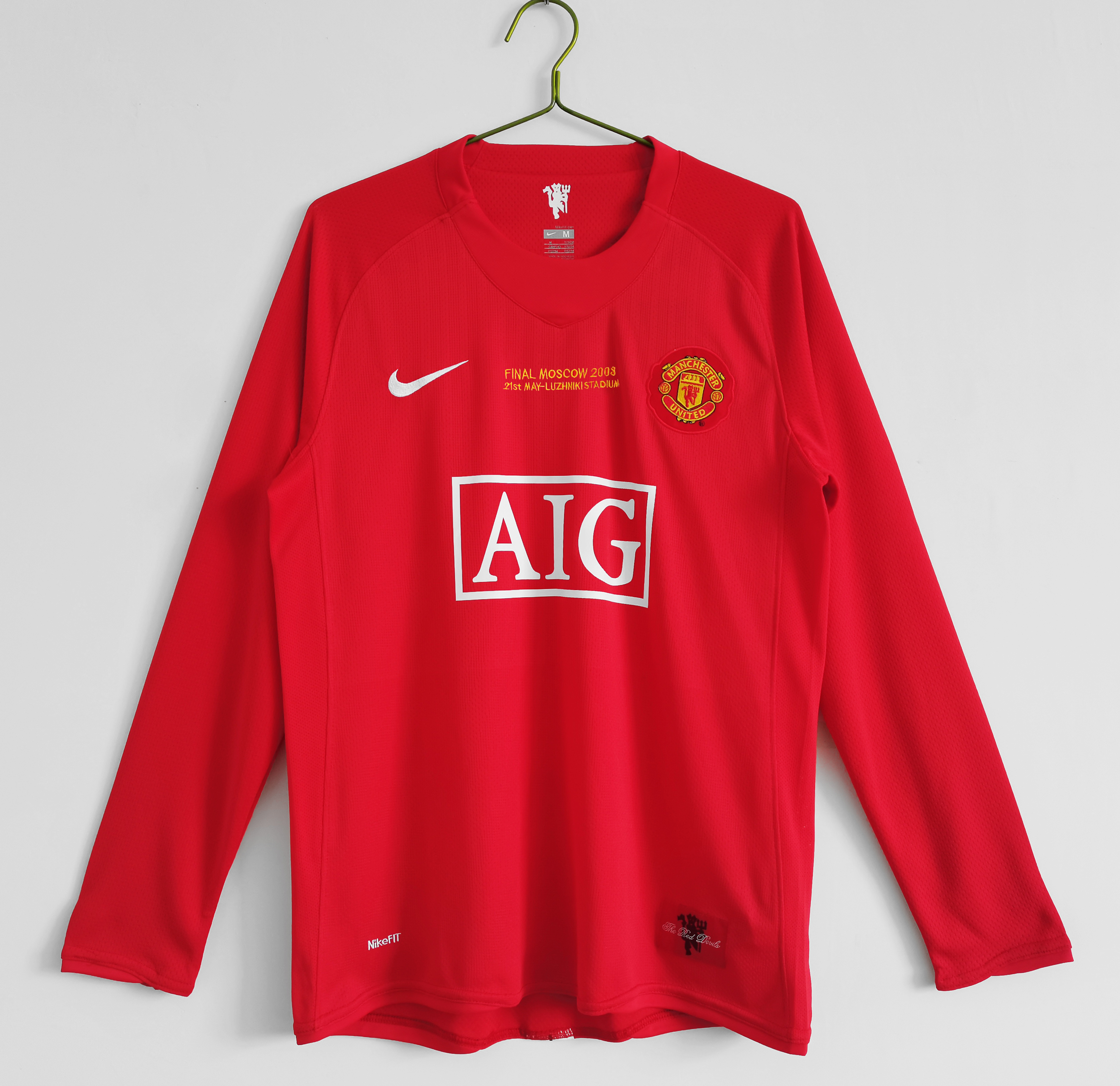 Manchester United Long Sleeve 2007-08 Home Champions Vintage Jersey