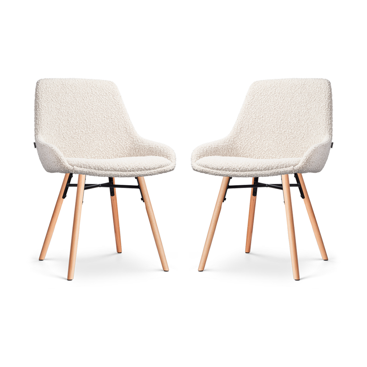 Nolon Nena-Isa Eetkamerstoelen Set van 2 - Bouclé Beige - Houten Poten