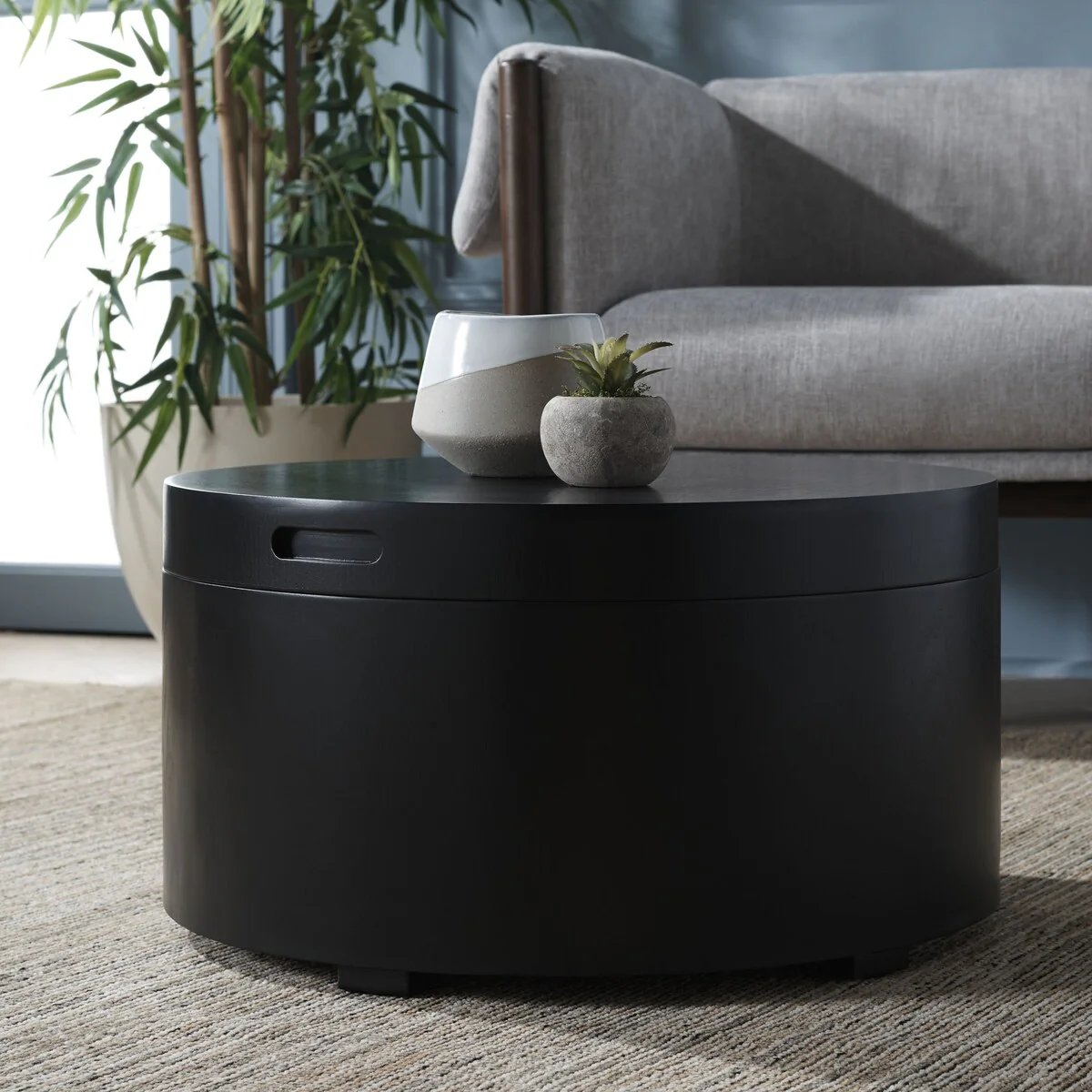 SAFAVIEH Ioana Round Tray Top Coffee Table with Storage - 23 L x 23 D x 13 H - 23Wx23Dx13H