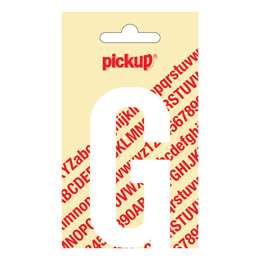 BOKSTAV PICKUP NOBEL G HVIT 90 MM SELVKLEBENDE