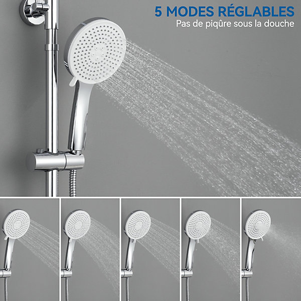 Colonne de Douche Thermostatique 5 Fonctions, SOFETIY MAX Ensemble de Douche , Douche avec Tête de Douche de 12 pouces
