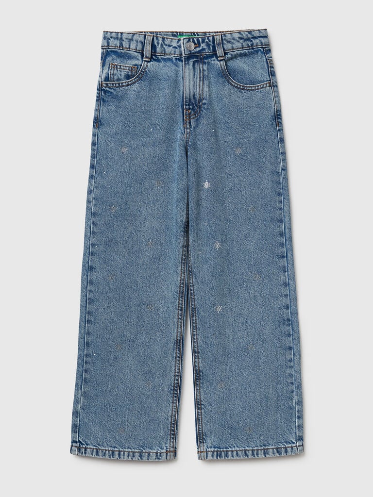 Straight fit jeans with rhinestones