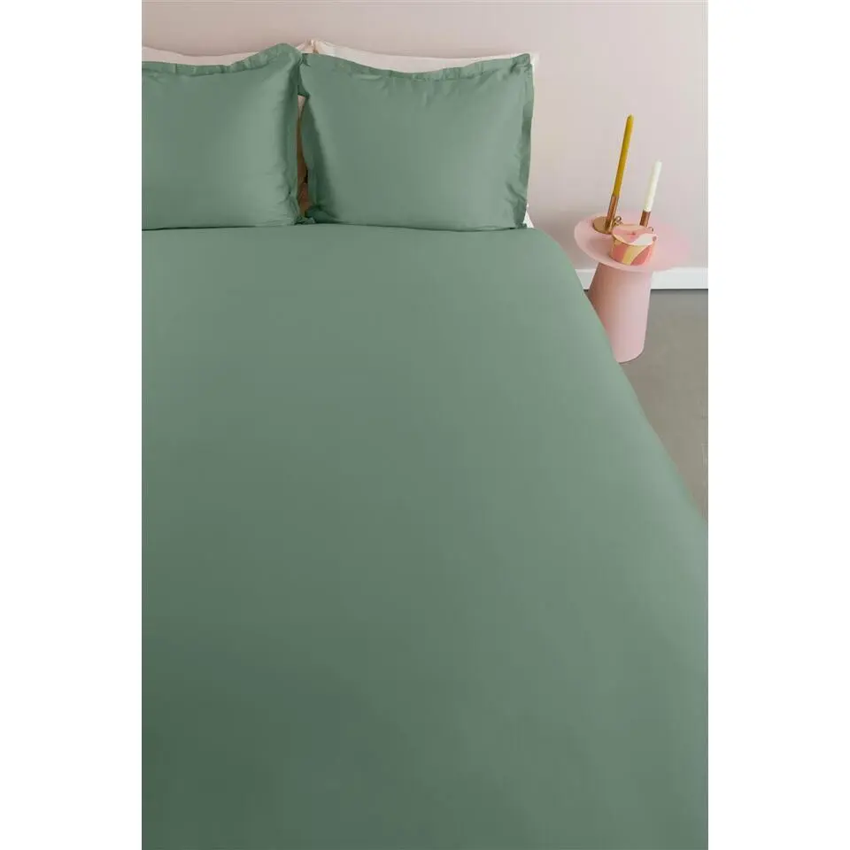 Ambiante Satin Uni dekbedovertrek - 140x200/220 - Groen