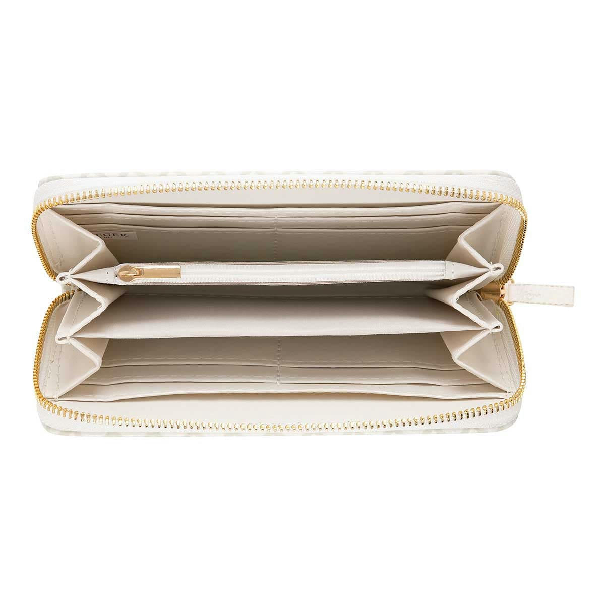 - Grand Portefeuille Femme - Blanc Et Doré