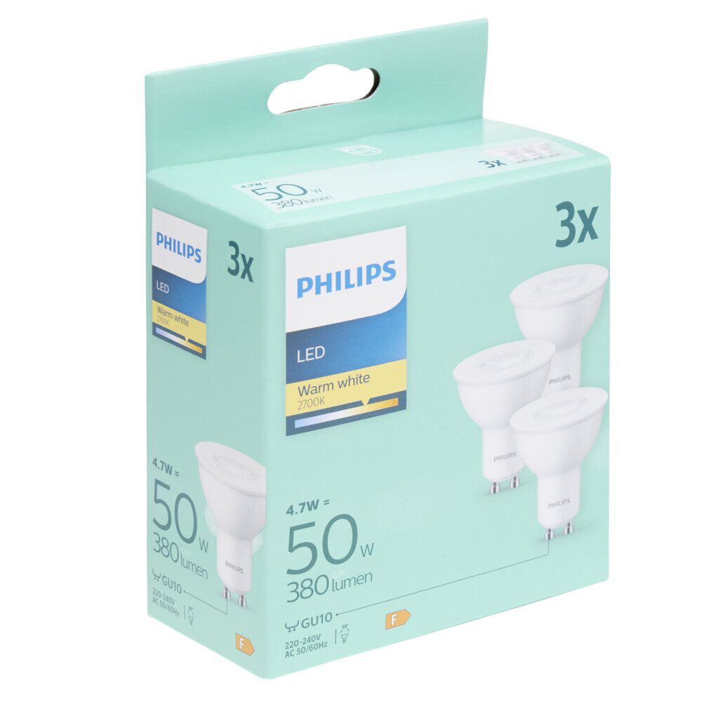 Ampoule LED GU10 X3 éclairage blanc chaud L6X5XH6 cm 50 W