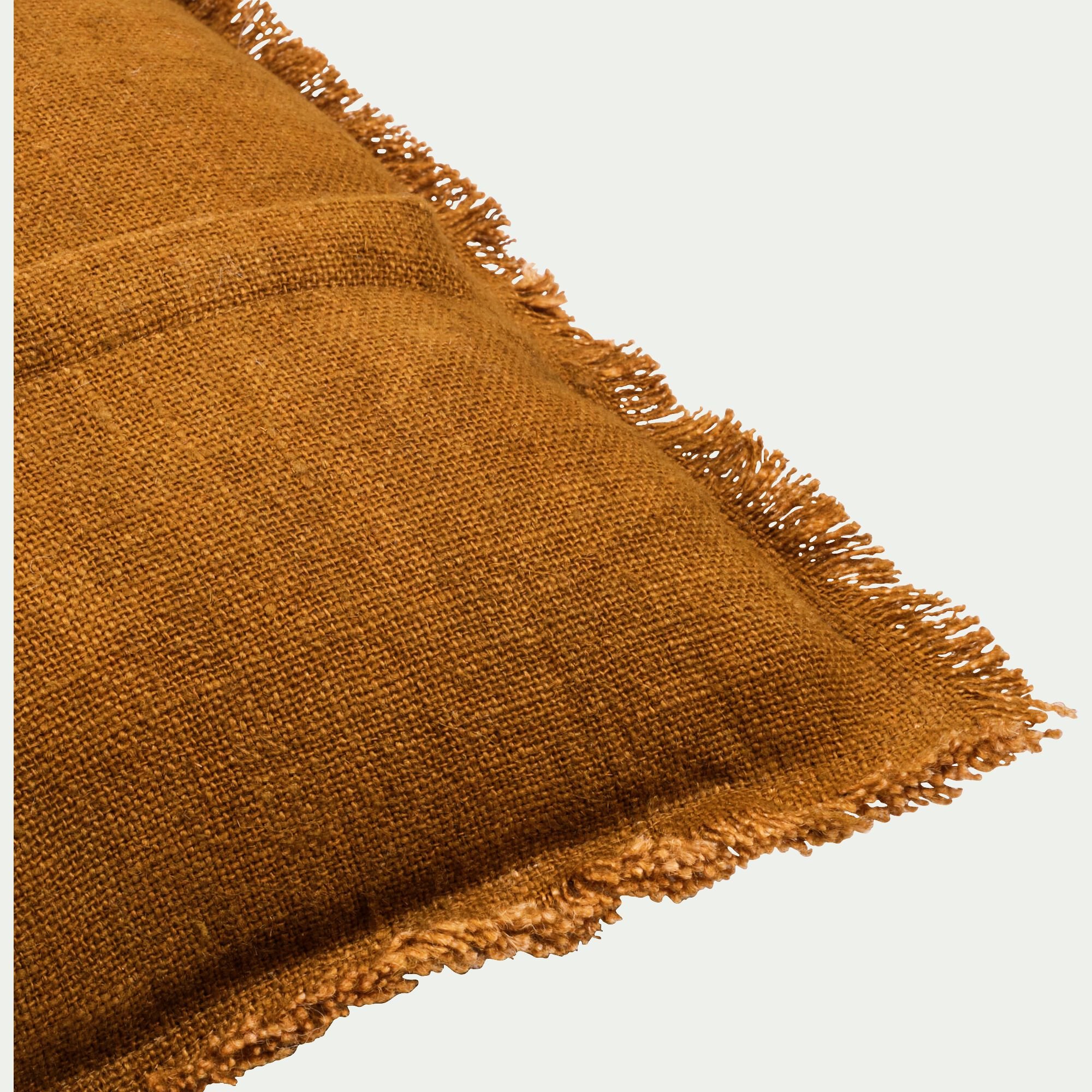 TANTA - Coussin frangé en lin 50x70cm - brun alep