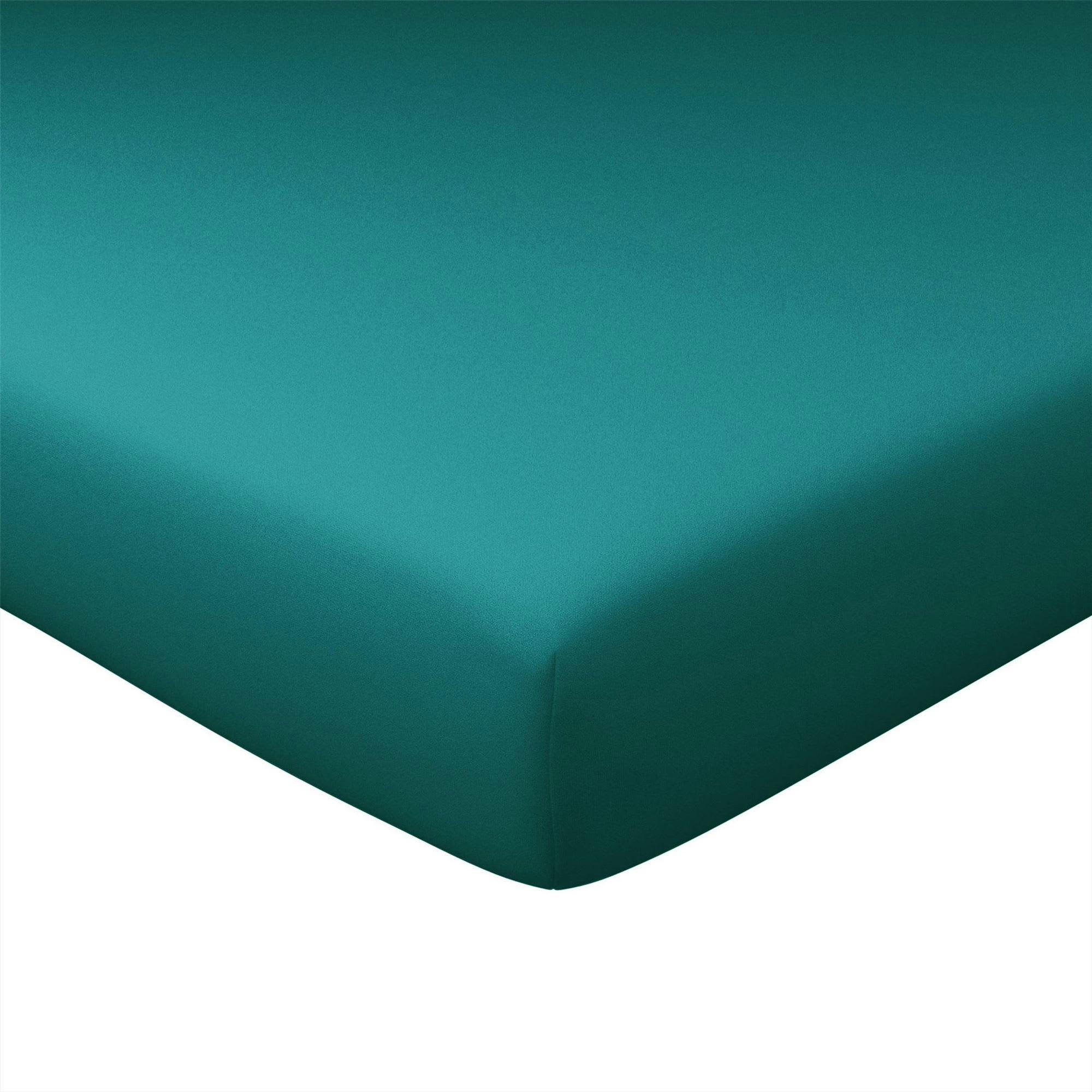 VIVIEN - Drap-housse 160x200x28 vert émeraude en coton