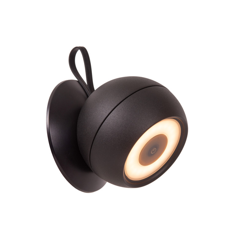 Applique extérieure LED Lunex noire sur batterie 2 W LUCIDE