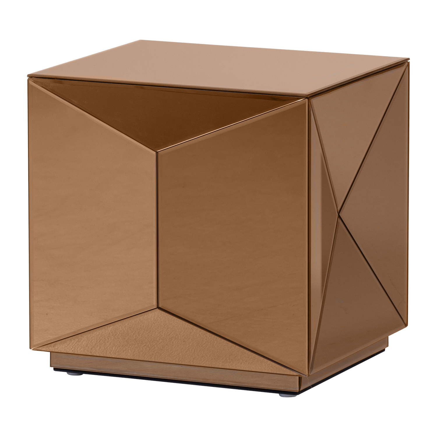 WOOOD Glintz Bijzettafel - Hout Spiegelglas - Bruin - 40x40x40