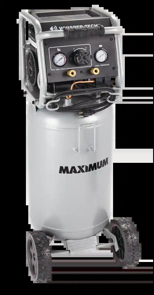 MAXIMUM 15-Gallon Oil-Free Quiet Portable Vertical Air Compressor with Top Tray
