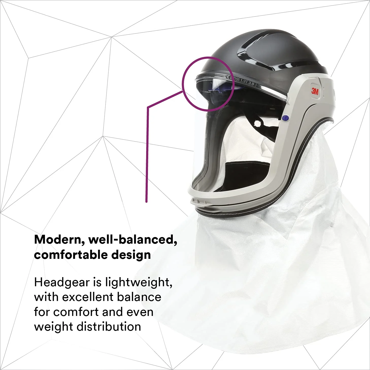 Helmet M-405, For Powered Air Purifying Respirators, Standard Polycarbonate Visor and General Purpose Shroud, 1/Case(Helmet/With Standard Visor and Shroud)
