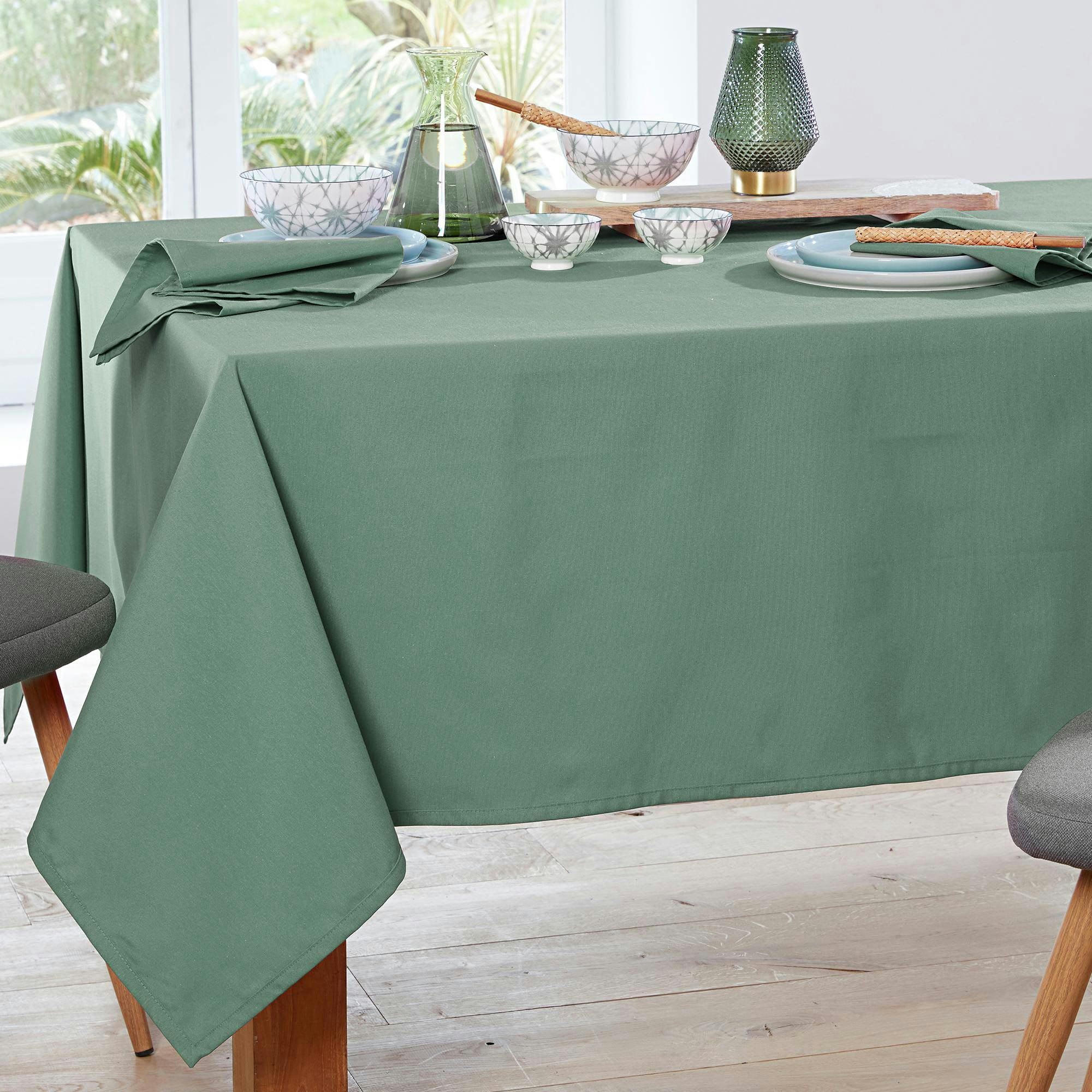 LONETA - Nappe 140x300 vert d'eau en coton