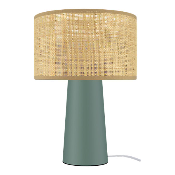 Lampe à poser raphia et métal vert H.35 x Ø.25cm E14 10W GoodHome Tolland