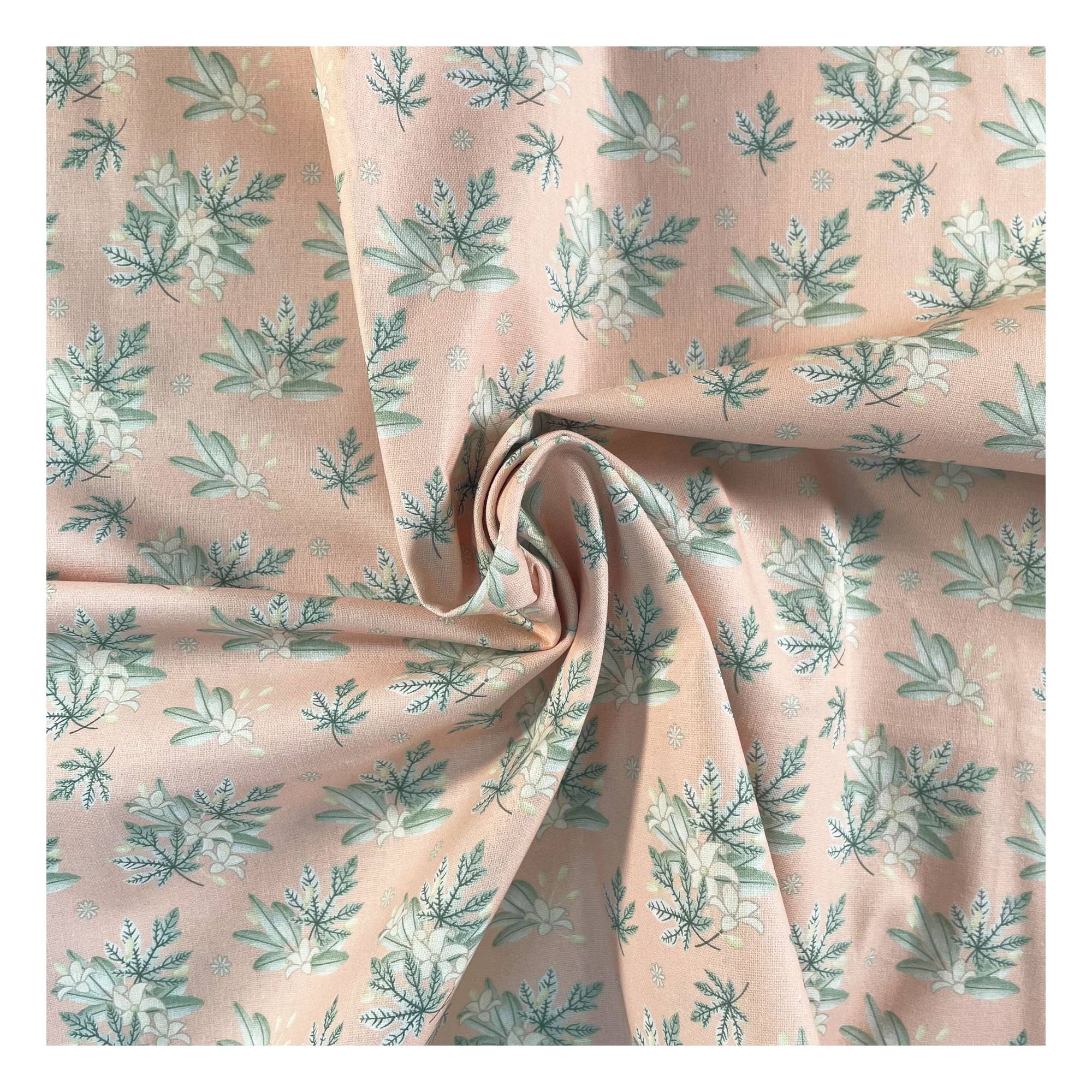 Peach Tropical Bouquet Cotton Fabric by the Metre