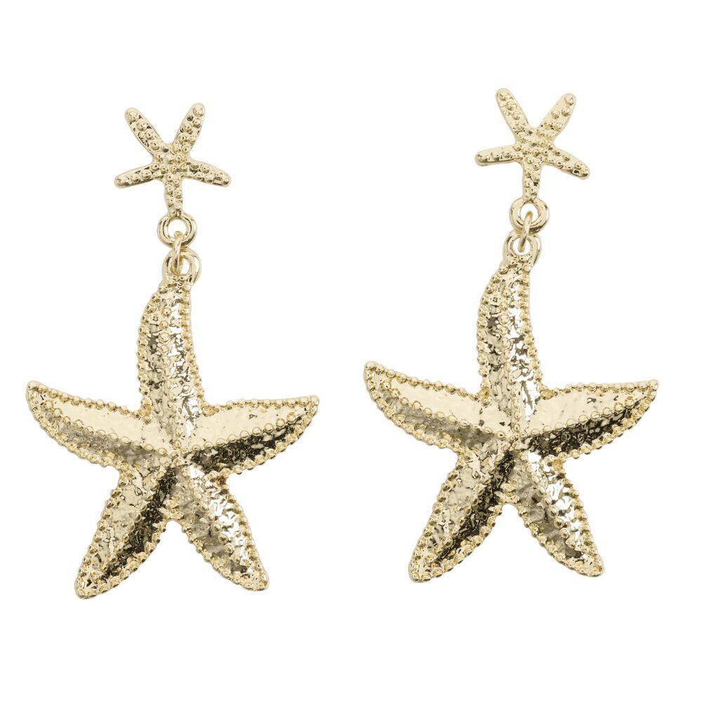 Boucles d'oreilles pendante étoile de mer zinc doré L2cm