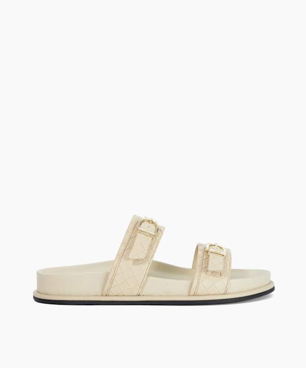 Lissons Ecru - Double Strap Slip-On Sandals