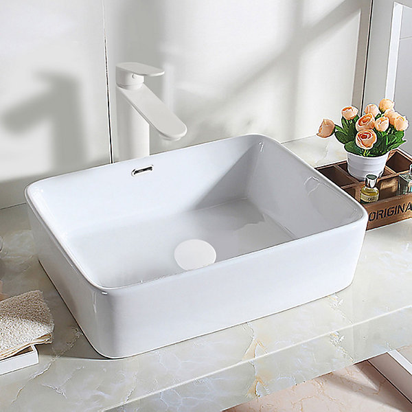Bonde de lavabo en laiton Click-Clack modèle C universelle pour lavabo 1/4 de pouce avec trop-plein blanche