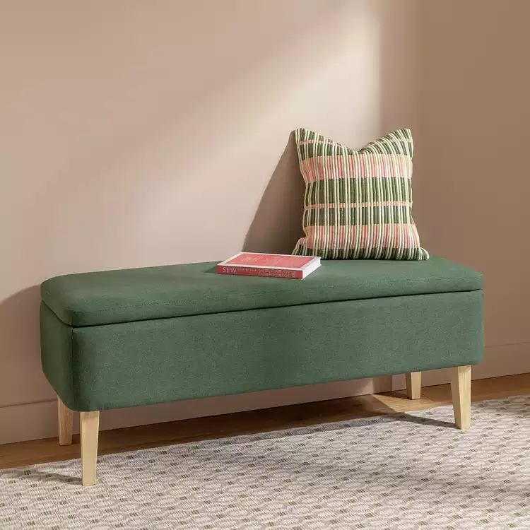 Habitat Ren Large Fabric Ottoman - Green