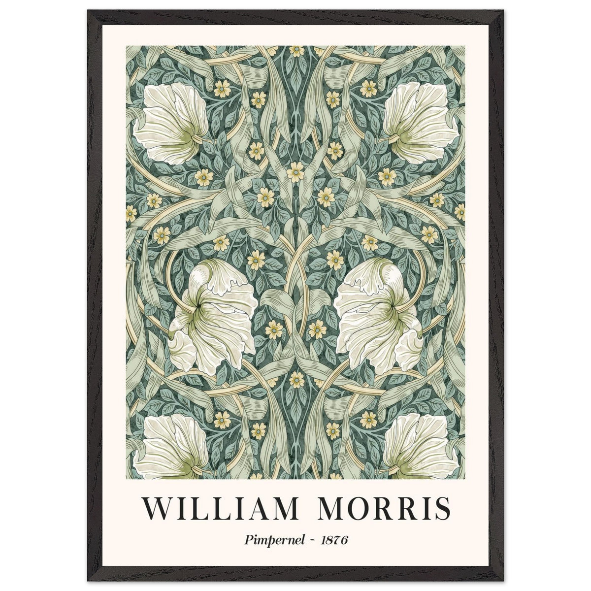Artfulprints Poster met Lijst William Morris - Pimpernel 1876  - 50x70 cm - Groen