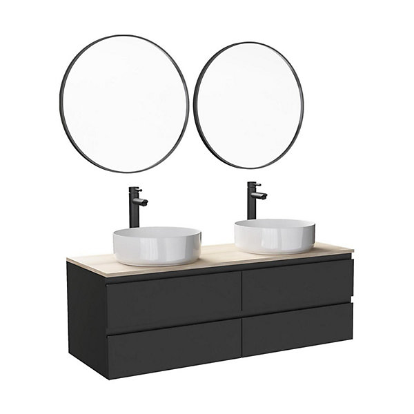 Ensemble meuble double vasque SORRENTO 120cm   robinet   miroir