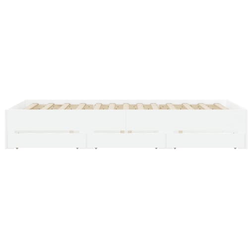 NNEVL Bed Frame with Drawers White 135x190 cm Engineered Wood