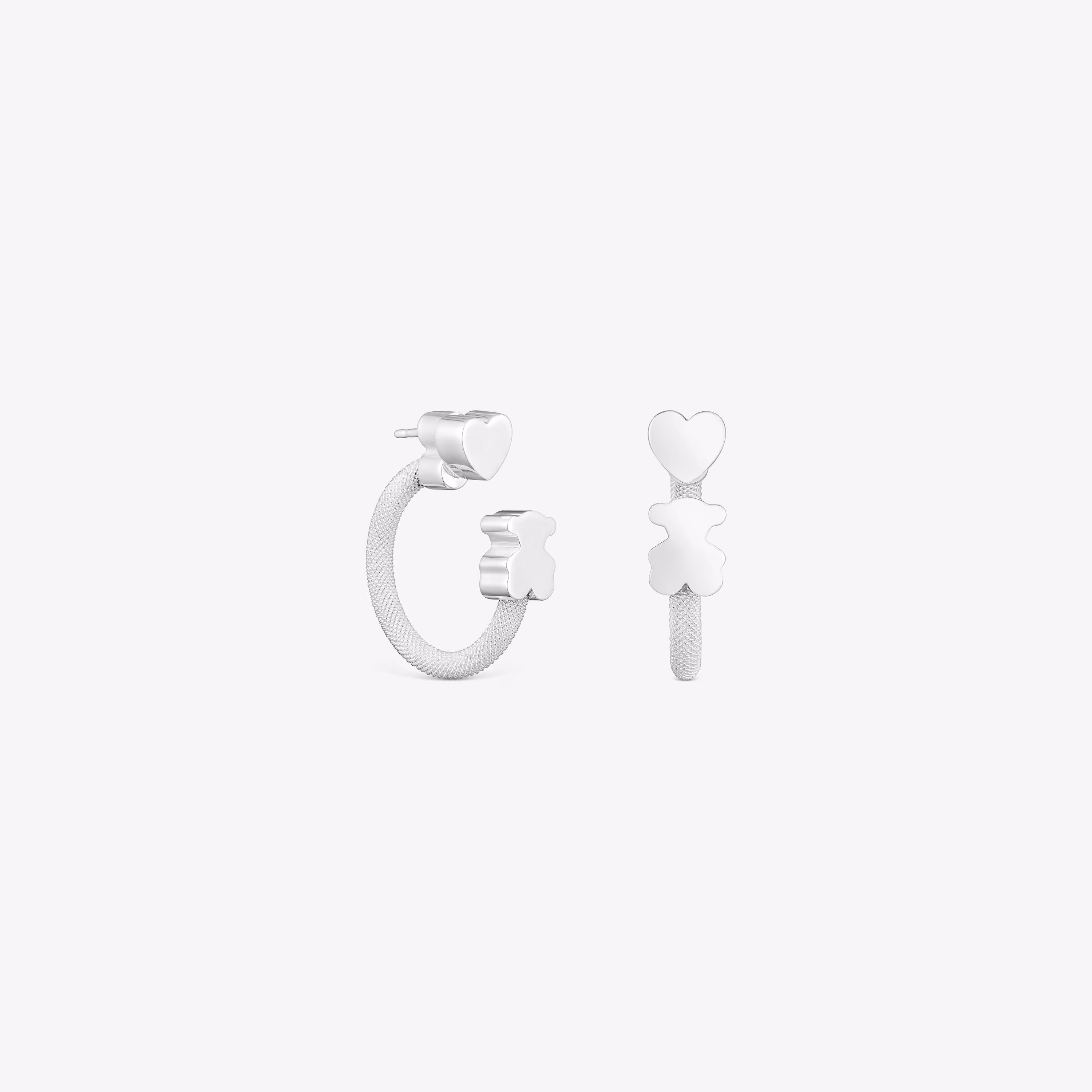 Pendientes aro de plata y motivos Icon Mesh