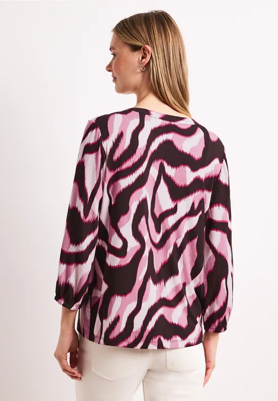 Shirt mit Split Neck und Strukturmix