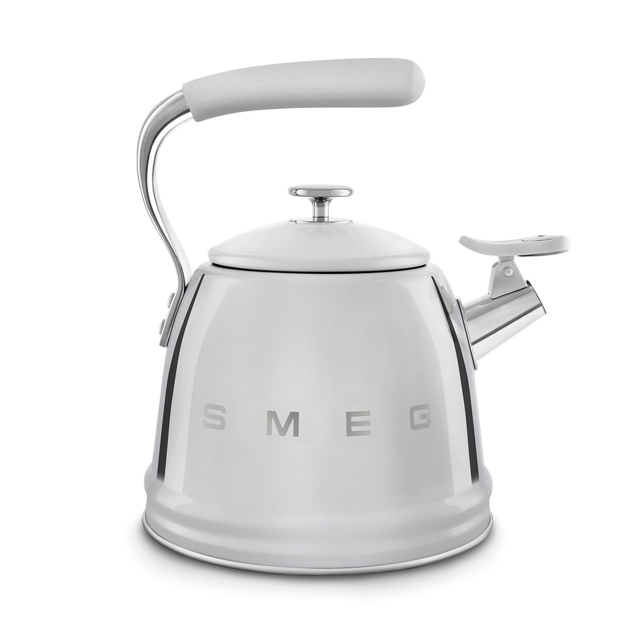 Smeg WKF01SS Whistling Kettle, 2.3 litres with Steam Whistle, Cool Touch Handle and Practical Spout, Stainless Steel