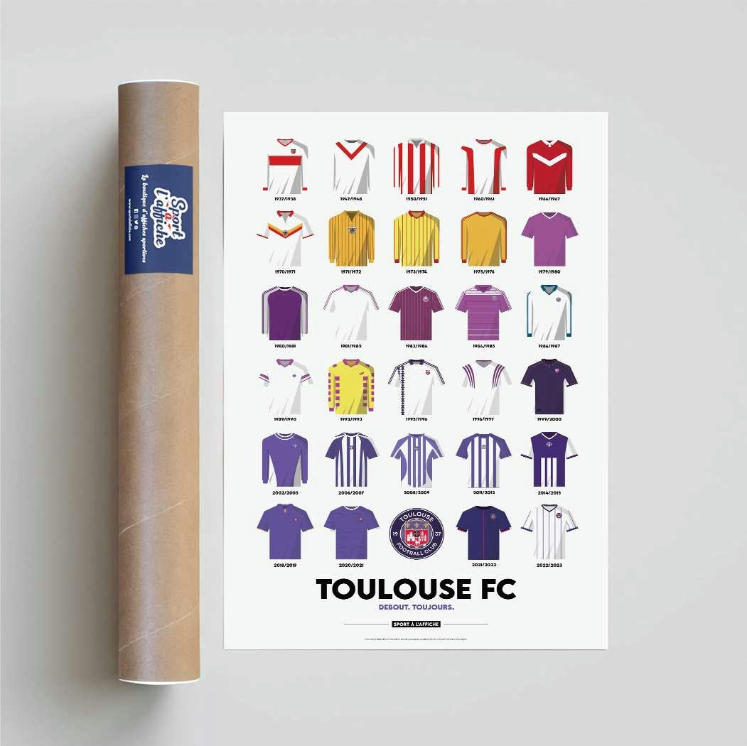 FOOTBALL - Affiche Foot - Toulouse FC Maillots Historiques 30x40 cm