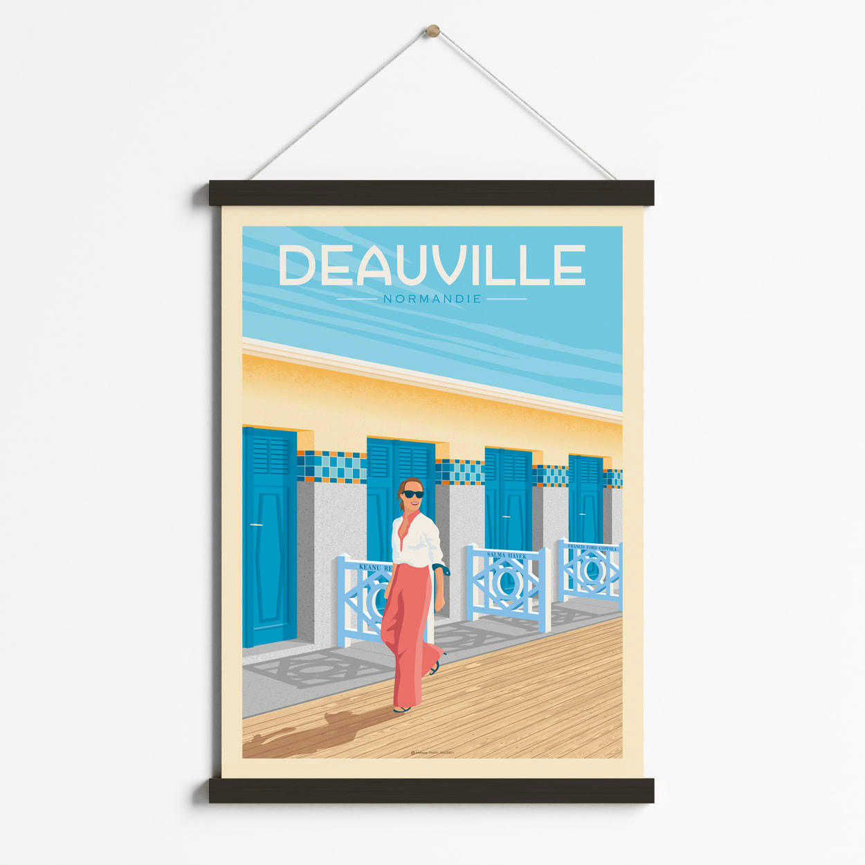 - Affiche Deauville - Les Planches + Cadre Magnétique (Noir) 50x70 cm