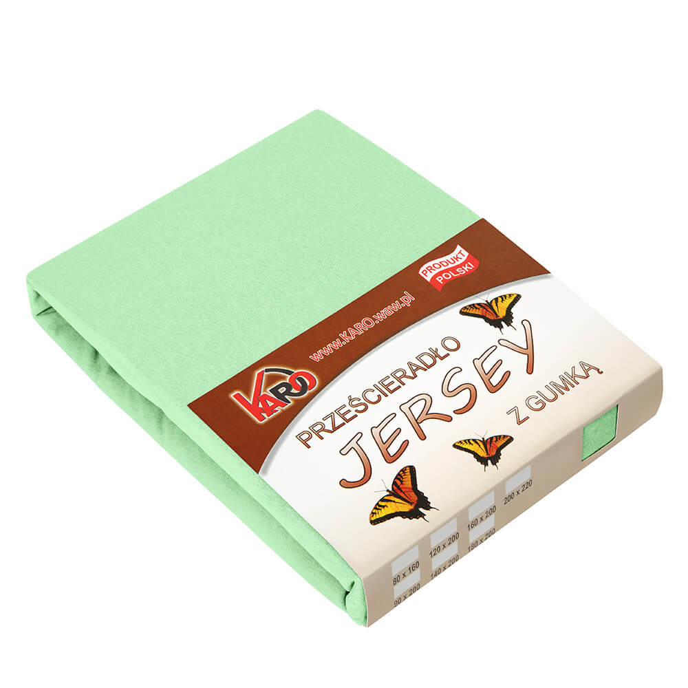 Prześcieradło jersey z gumką 90x200 seledynowe 150g/m2 KARO