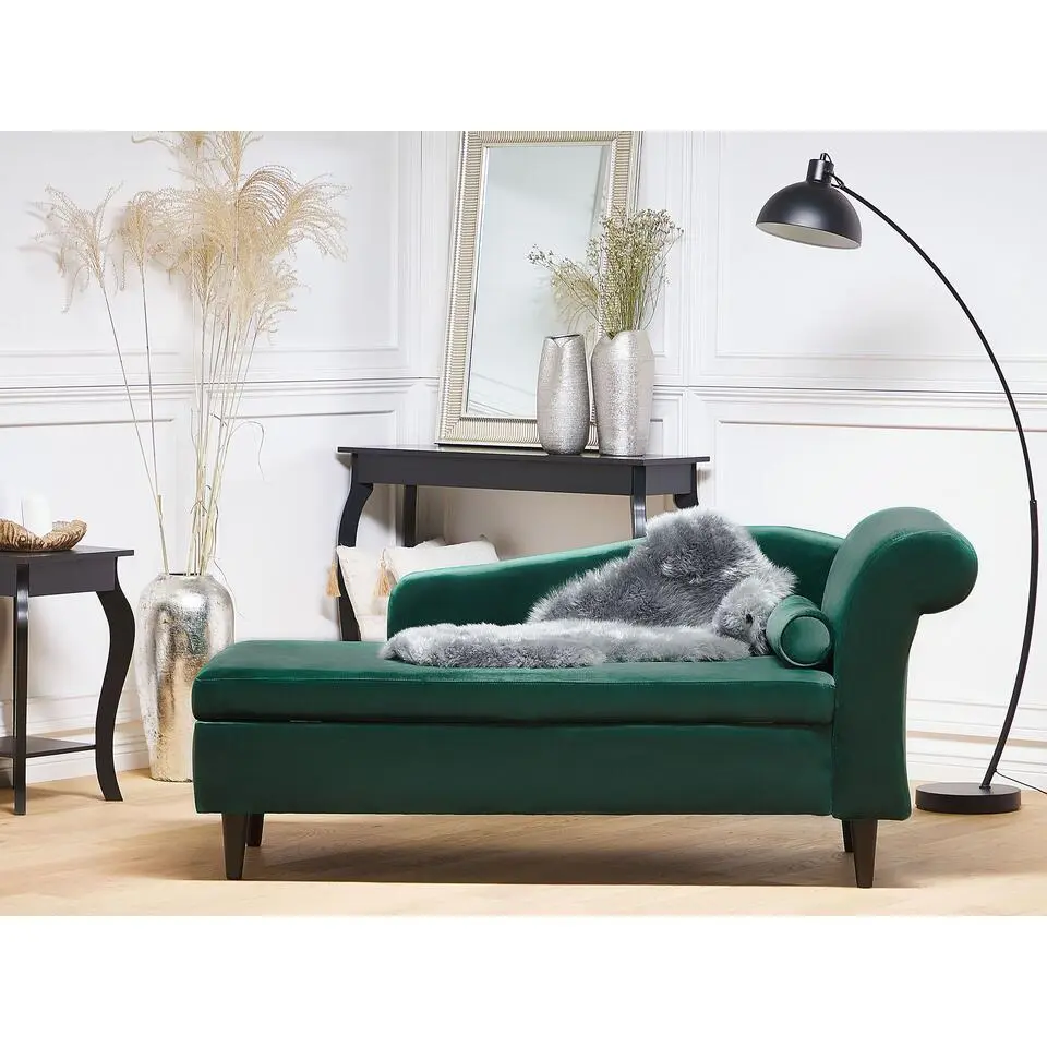 LUIRO - Chaise longue - Groen - Rechterzijde - Fluweel