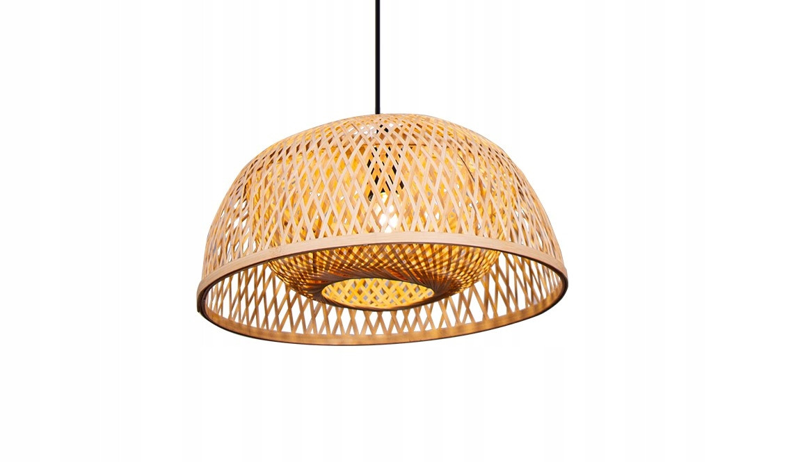 Lampa Sufitowa Wisząca Bambus BOHO Rattan Drewno Loft