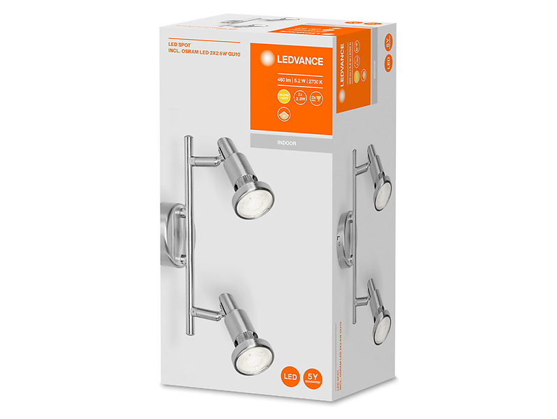 Spot LED 2-punktowy aluminiowy srebrny