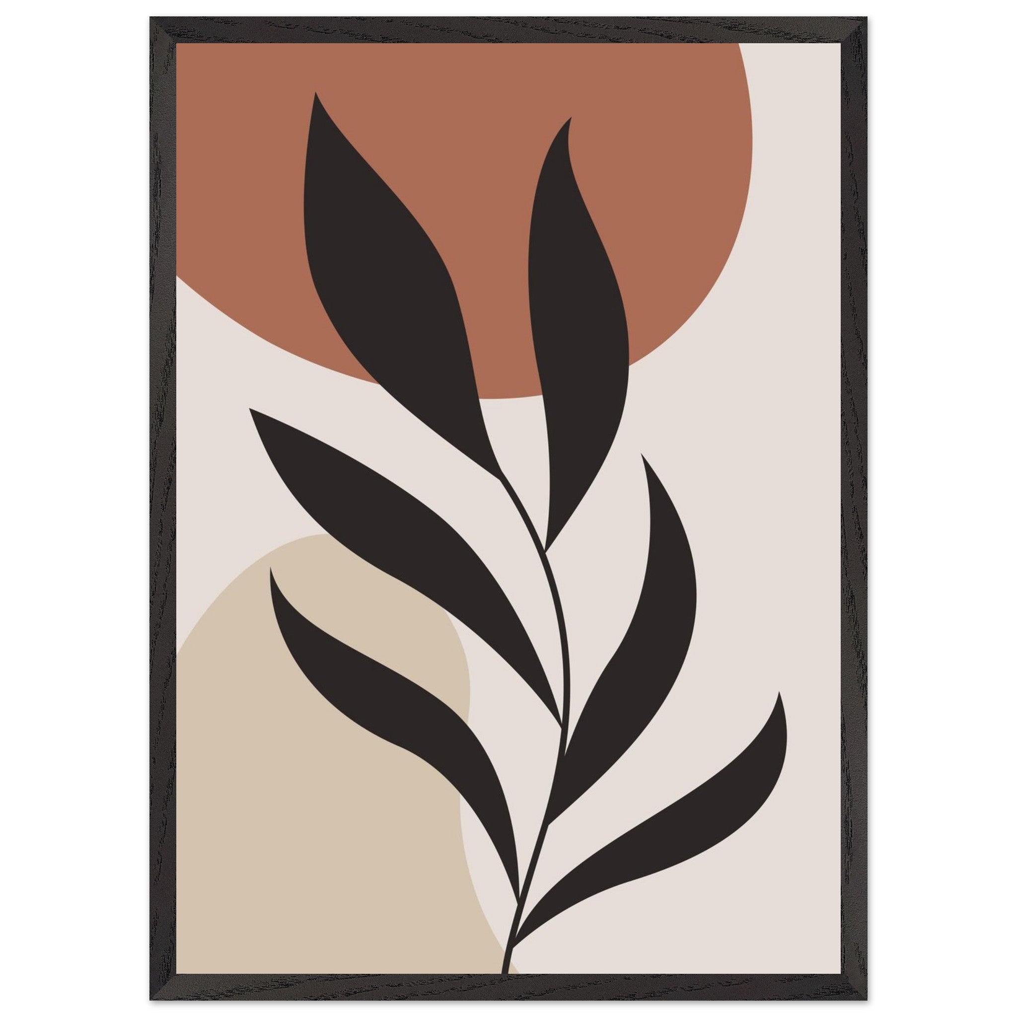 Artfulprints Poster met Lijst Boho - Abstract leaf  - 50x70 cm - Terracotta