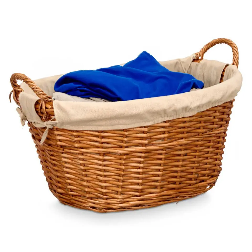 Rieten opberg mand - gevlochten riet - bruin - 60 x 48 x 35 cm