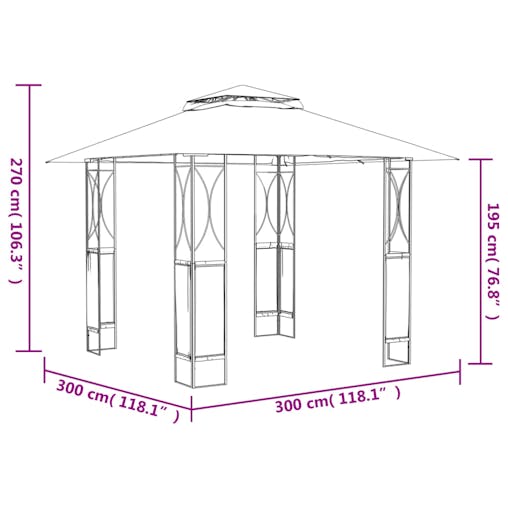 NNEVL Gazebo with Roof Anthracite 300x300x270 cm Steel