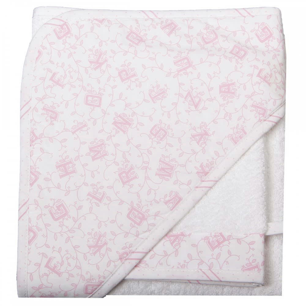 ALPHABET ROSE - Set cape de bain et gant 80x80 cm alphabet rose