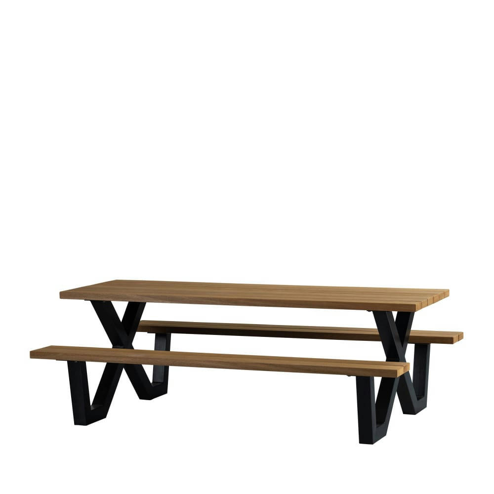 TABLO - Table à manger en bois piétement en X 210x81cm naturel  et  noir