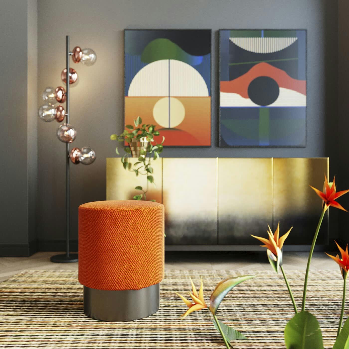 JODY - Tabouret Jody orange Kare Design