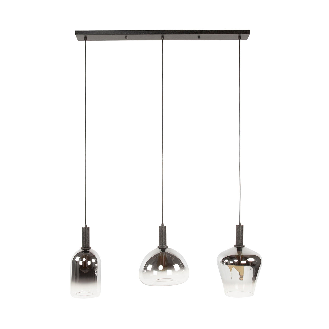 Giga Meubel Hanglamp Zenith Mix - Zwart Glas - 3-Lichts - 105x28x150cm