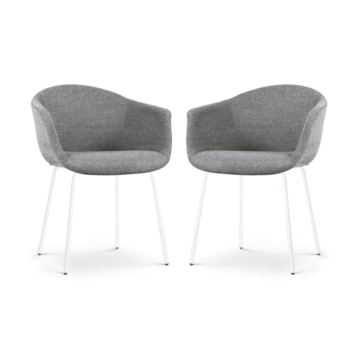Nolon Nora-Otis Eetkamerstoelen Set van 2 - Donkergrijs - Witte Poten